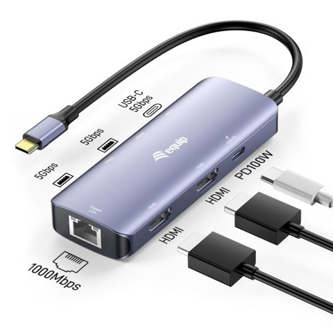 Equip 133501 stacja dokująca Przewodowa USB 3.2 Gen 1 (3.1 Gen 1) Type-C Szary