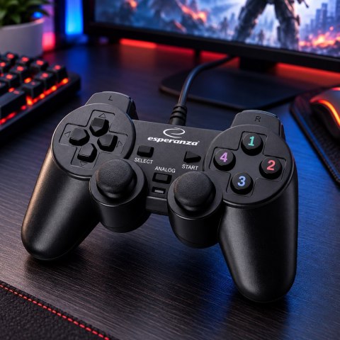 Gamepad Esperanza EG102 (PC, PS3; kolor czarny)
