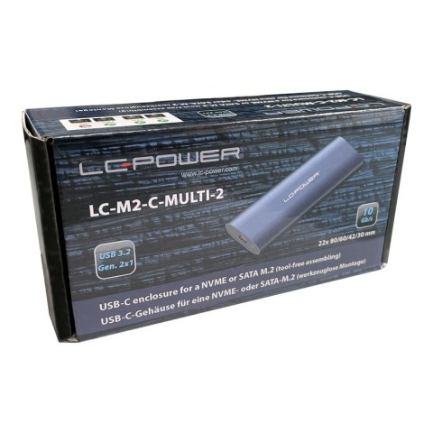 LC-Power LC-M2-C-MULTI-2 obudowa do dysków twardych Obudowa SSD Antracyt M.2