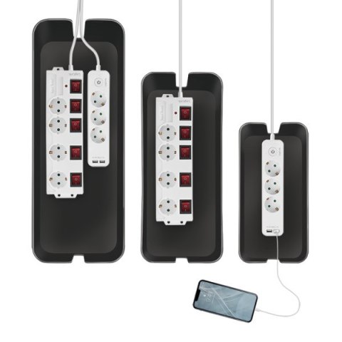 LogiLink KAB0077 organizator na kable Uniwersalne Skrzynka kablowa Czarny 3 szt.