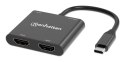 Manhattan 154321 adapter kablowy 0,15 m USB Type-C 2 x HDMI Czarny