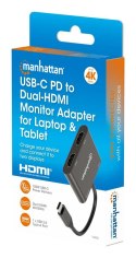 Manhattan 154321 adapter kablowy 0,15 m USB Type-C 2 x HDMI Czarny