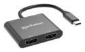 Manhattan 154321 adapter kablowy 0,15 m USB Type-C 2 x HDMI Czarny