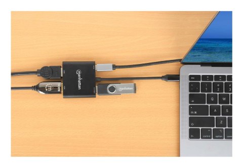 Manhattan 154321 adapter kablowy 0,15 m USB Type-C 2 x HDMI Czarny