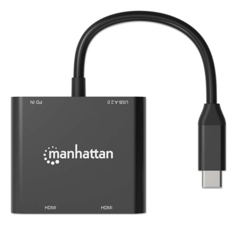 Manhattan 154321 adapter kablowy 0,15 m USB Type-C 2 x HDMI Czarny