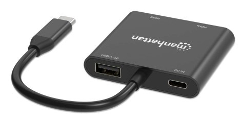 Manhattan 154321 adapter kablowy 0,15 m USB Type-C 2 x HDMI Czarny