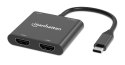 Manhattan 154321 adapter kablowy 0,15 m USB Type-C 2 x HDMI Czarny