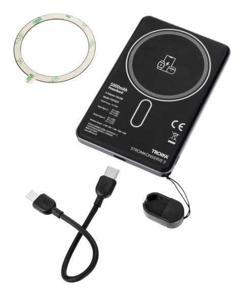 TROIKA POP50 5000 mAh Bezprzewodowe ładowanie Szary, Czarny
