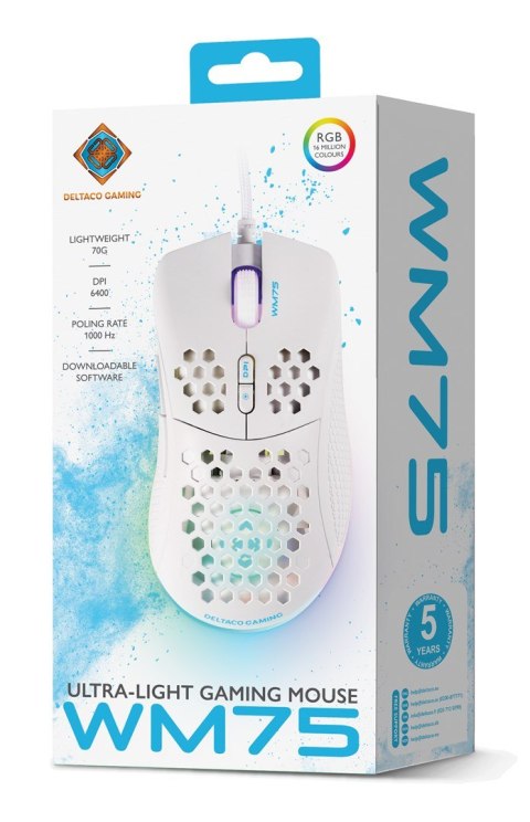 Deltaco Gaming GAM-108-W myszka Dla praworęcznych USB Typu-A Optyczny 6400 DPI