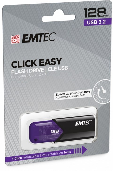 Emtec Click Easy pamięć USB 128 GB USB Typu-A 3.2 Gen 1 (3.1 Gen 1) Czarny, Fioletowy