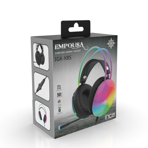 Inca IGK-X8S słuchawki/zestaw słuchawkowy Przewodowa Opaska na głowę Gaming Czarny