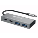Techly IUSB32C-HUB4AC2 stacja dokująca Przewodowa USB 3.2 Gen 1 (3.1 Gen 1) Type-C Srebrny