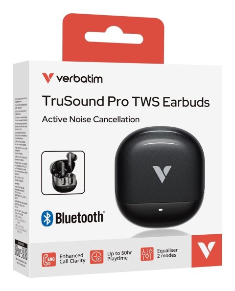 Verbatim TruSound Pro Zestaw słuchawkowy Bezprzewodowy Douszny Połączenia/muzyka Bluetooth Czarny