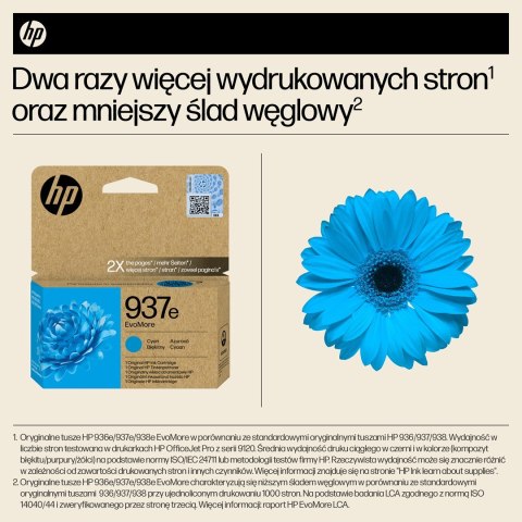 HP Oryginalny błękitny tusz 937e EvoMore
