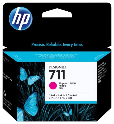 HP Zestaw 3 sztuk purpurowych wkładów atramentowych 711 DesignJet 29 ml