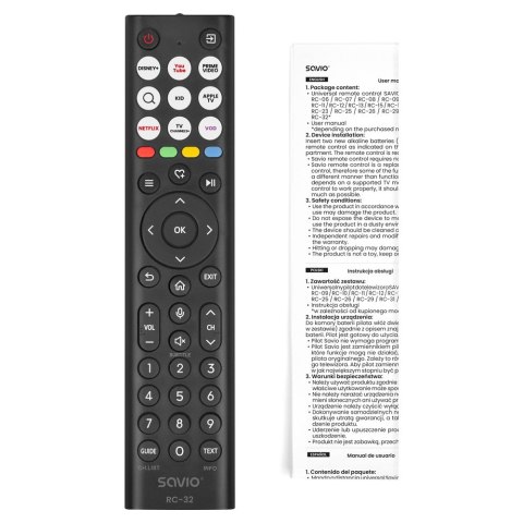 SAVIO PILOT UNIWERSALNY/ZAMIENNIK DO TV HISENSE RC-32