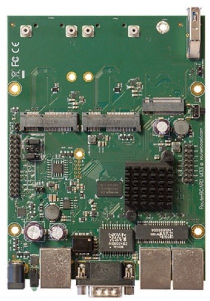 MIKROTIK RBM33G ROUTERBOARD 2X CPU CORE, 880MHZ, 256MB, 3XGE, 2XMINIPCI, 1XUSB 3.0, MICROSD, M.2 SLOT