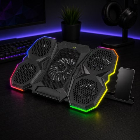 ESPERANZA PODSTAWKA CHŁODZĄCA GAMING Z PODSTAWKĄ NA TELEFON LED RGB BREVA EGC107