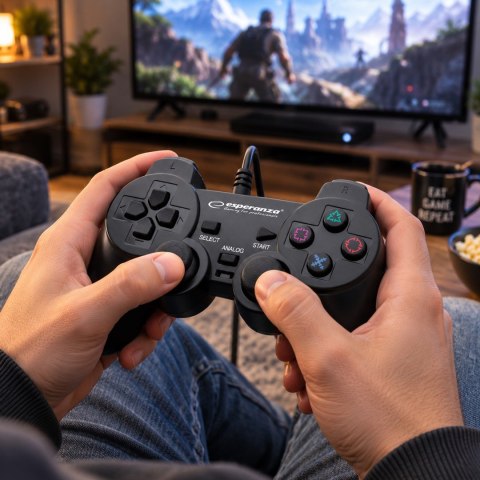 Gamepad Esperanza EG106 (PC, PS2, PS3; kolor czarny)