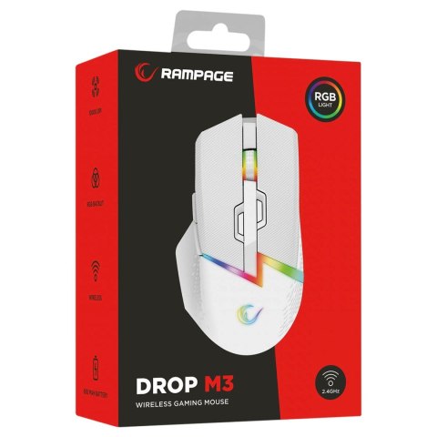 RAMPAGE MYSZ BEZPRZEWODOWA DROP M3 V2 24000 DPI WHITE