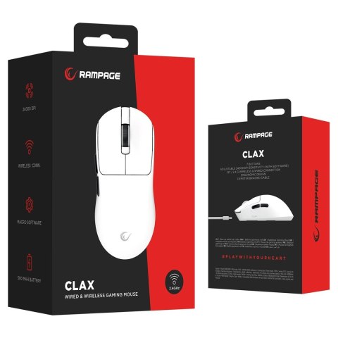 RAMPAGE MYSZ CLAX BIAŁA 24 000 DPI