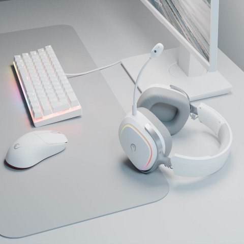 RAMPAGE SŁUCHAWKI BEZPRZEWODOWE NAUSZNE RETSU BT 2.4G RGB WHITE