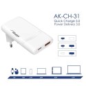 AKYGA ŁADOWARKA USB-A + USB-C AK-CH-31