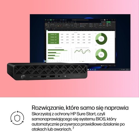 HP ProDesk 4 G1i AI PC Intel Core Ultra 5 225T 16 GB DDR5-SDRAM 512 GB SSD Windows 11 Pro Mini PC Czarny