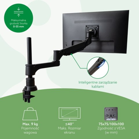 R-Go Tools R-Go Monitorarm 0"-40" 1TFT Max.9KG Caparo 4 Gasfeder sidabrinis