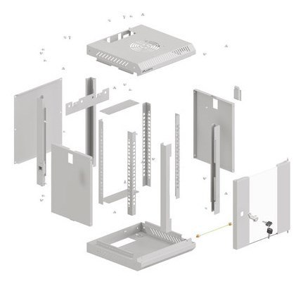 LANBERG SZAFA INSTALACYJNA RACK WISZĄCA 10" 4U 300X300 SZARA DRZWI PRZESZKLONE (FLAT PACK)