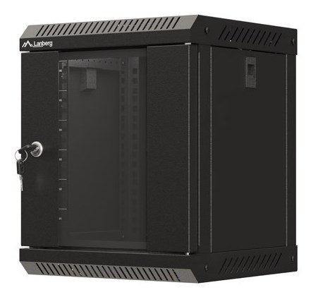 LANBERG SZAFA INSTALACYJNA RACK WISZĄCA 10" 6U 300X300 CZARNA DRZWI PRZESZKLONE (FLAT PACK)