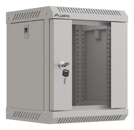 LANBERG SZAFA INSTALACYJNA RACK WISZĄCA 10" 6U 300X300 SZARA DRZWI PRZESZKLONE (FLAT PACK)