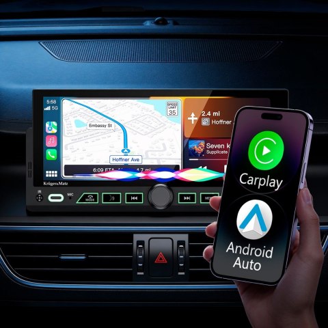 KRUGER&MATZ RADIO SAMOCHODOWE KM2017 CARPLAY/ANDROIDAUTO 1DIN (OUTLET)