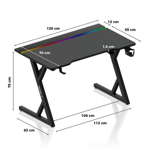 Biurko gamingowe Huzaro Hero 2.4 RGB Black