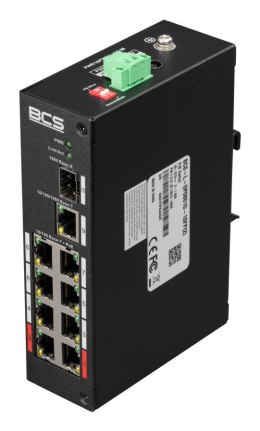 BCS BCS-L-SP0801G-1SFP(II) Fast Ethernet (10/100) Obsługa PoE Szyna DIN Czarny
