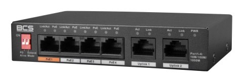 BCS BCS-L-SP04G02G(2) Nie zarządzany Gigabit Ethernet (10/100/1000) Obsługa PoE Desktop Czarny