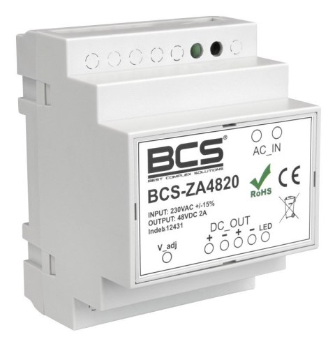 BCS BCS-ZA4820 moduł zasilaczy TS35 DIN Biały