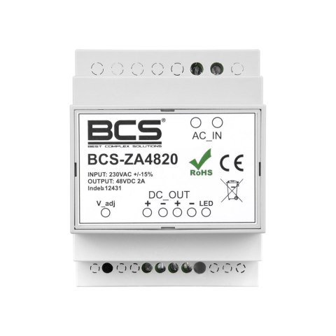 BCS BCS-ZA4820 moduł zasilaczy TS35 DIN Biały