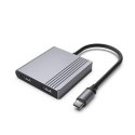GEMBIRD MULTI ADAPTER USB TYPE-C 3 W 1 (PORT USB + HDMI + PD), KOLOR SZARY