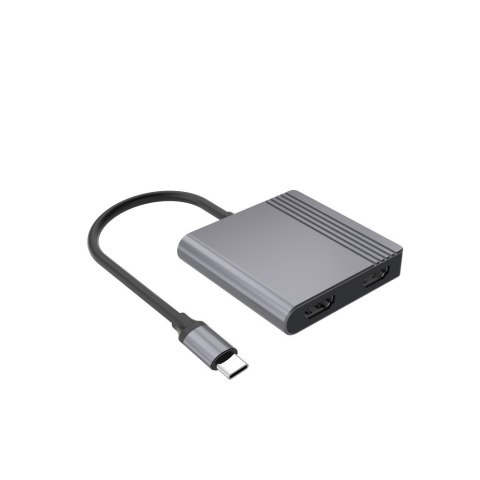 GEMBIRD MULTI ADAPTER USB TYPE-C 3 W 1 (PORT USB + HDMI + PD), KOLOR SZARY