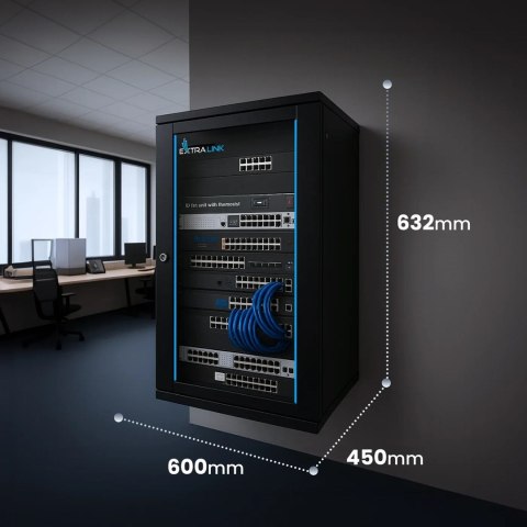 EXTRALINK SZAFA RACK WISZĄCA 12U 600X450 CZARNA