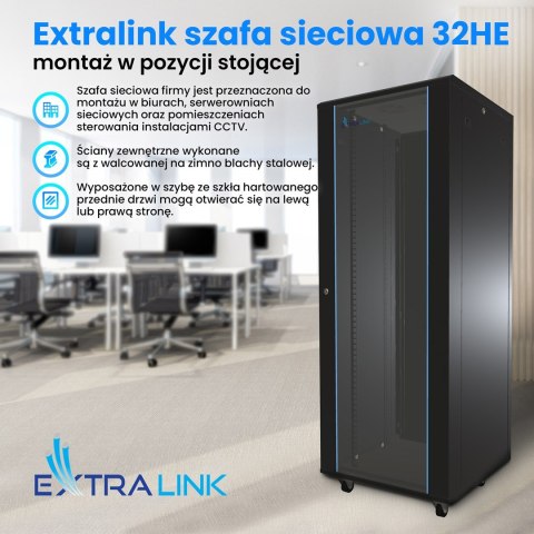 EXTRALILNK SZAFA STOJĄCA RACK 19" 32U 600X600 BK