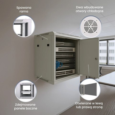 EXTRALINK SZAFA RACK WISZĄCA 6U 600X600 SZARA