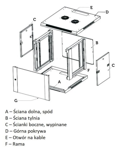 EXTRALINK SZAFA RACK WISZĄCA 6U 600X600 SZARA
