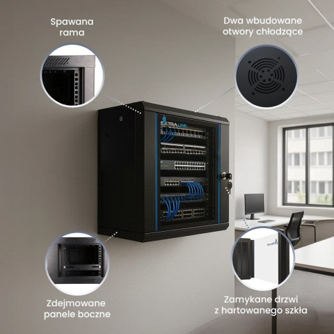 EXTRALINK SZAFA RACK WISZĄCA 9U 600X600 AZH CZARNA