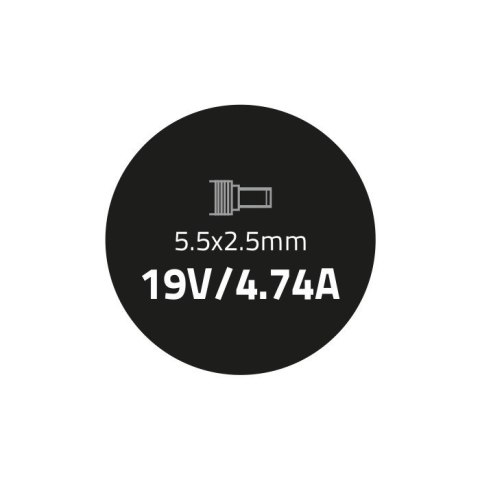 Zasilacz Qoltec 50071.90W do notebooka Asus (19 V; 4,74 A; 90W; 5.5 mm x 2.5 mm)