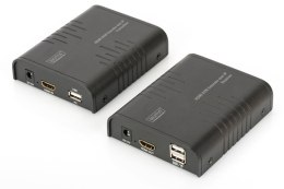 Digitus Przedłużacz/Extender KVM (HDMI+USB) do 120m po Cat.5e UTP lub IP, 1080p FHD 60Hz, audio (zestaw)