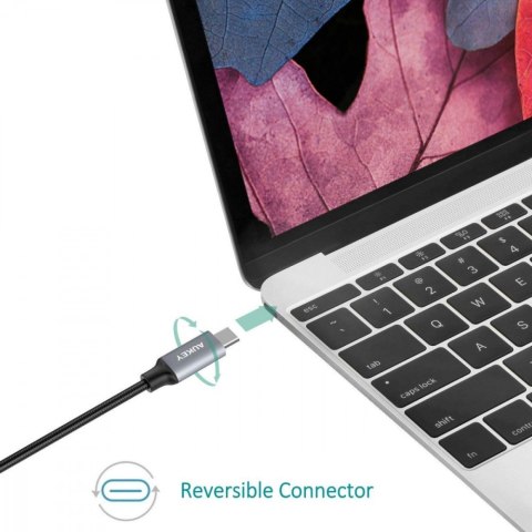 AUKEY CB-CD6 kabel USB-C - USB-C 2m 60W PD 3A 20V nylonowy oplot czarny