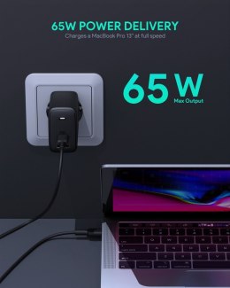 AUKEY PA-B3 Omnia GaN ładowarka sieciowa 2xUSB Power Delivery (1xUSB A+1xUSB C) 65W 5.4A