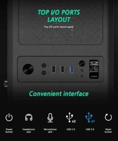 Zalman Obudowa S2 TG ATX Mid Tower PC Case TG fan x3